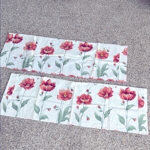 Vintage pillowcases set for long bolster pillows with Red Poppies floral print